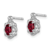 Sophia Jewelers Sterling Silver 925 Ruby & Diamond Rhodium-Plated Button Earrings